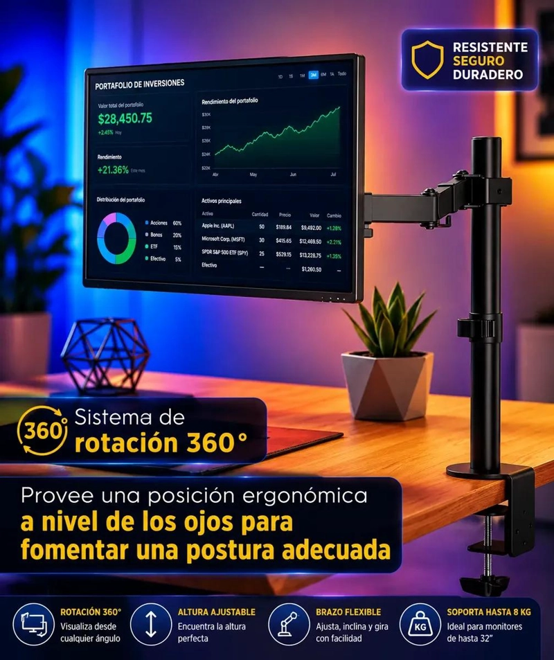 SOPORTE ARTICULADO PARA MONITOR DE 14 A 32 PULGADAS - 3