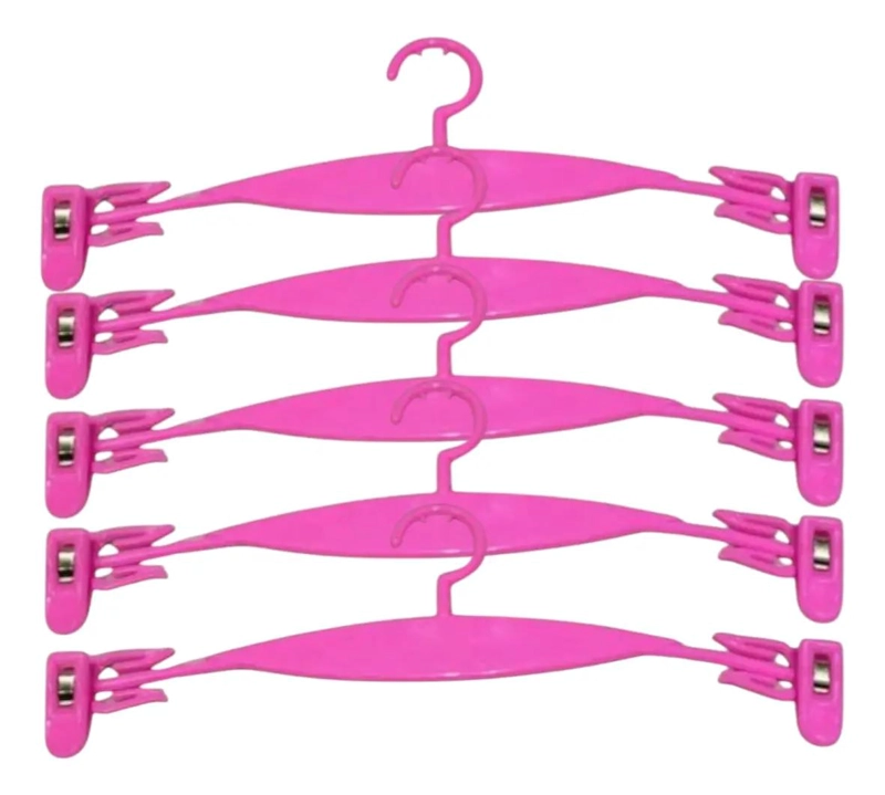PACK DE 30 COLGADORES ROSA CON PINZAS PARA ROPA - 1
