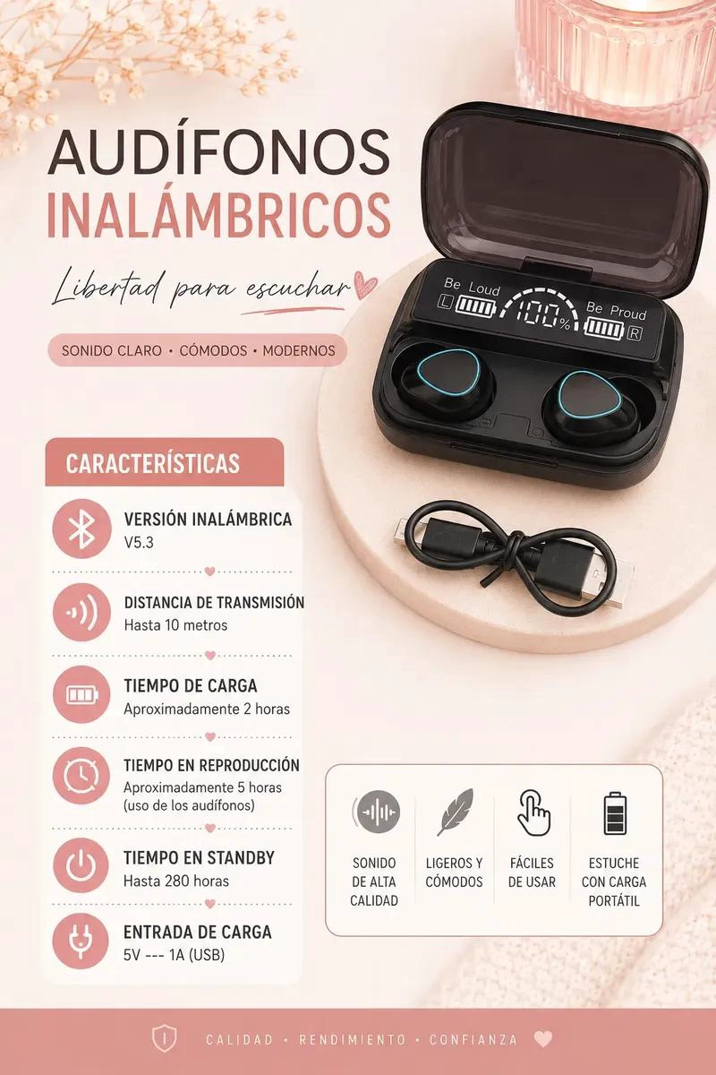 AUDIFONOS INALAMBRICOS BLUETOOTH COMPACTOS Y MODERNOS - 5