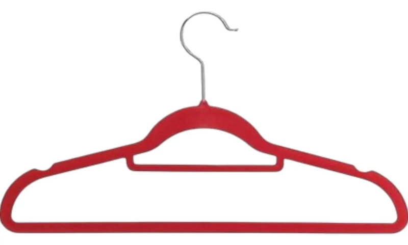 PACK DE 10 COLGADORES ANTIDESLIZANTES DE TERCIOPELO ROJO - 1