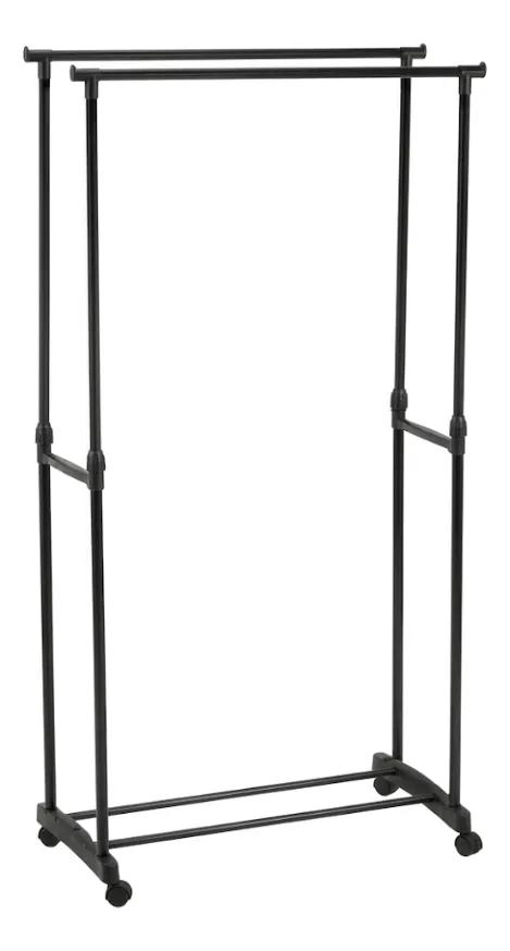 PERCHERO DOBLE BARRA AJUSTABLE CON RUEDAS PARA ROPA - 6