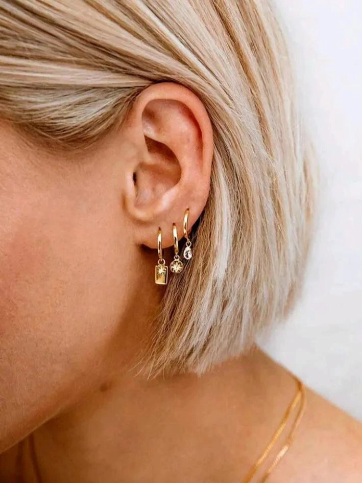 SET DE AROS CON CIRCONES PARA SEGUNDAS PERFORACIONES EN ORO 18K - 3