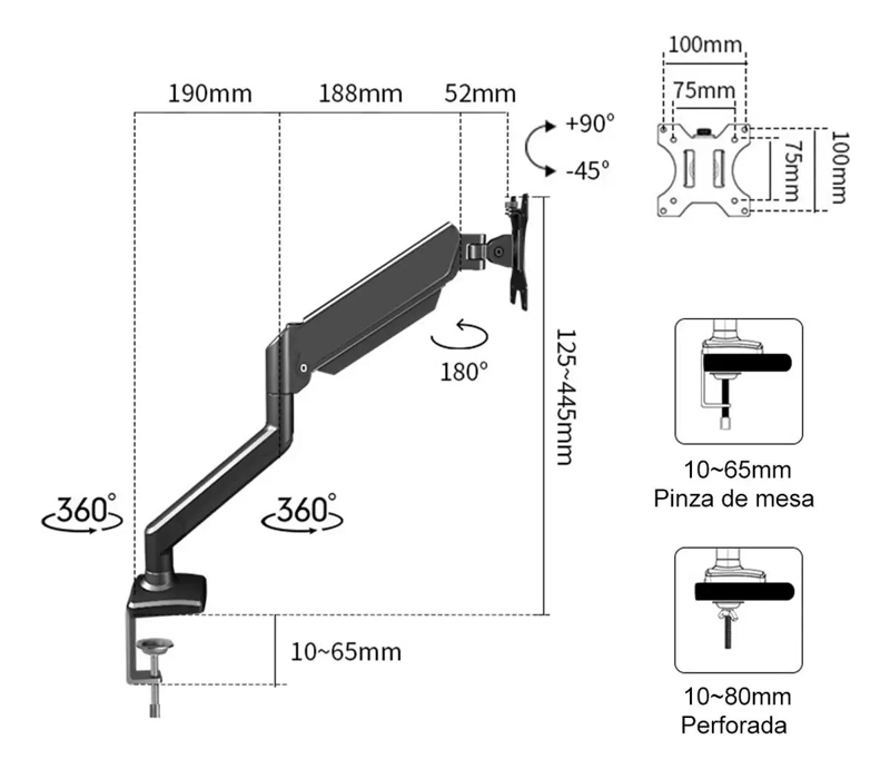 SOPORTE ARTICULADO PARA MONITOR DE 17 A 32 PULGADAS CON BRAZO EXTENSIBLE - 3