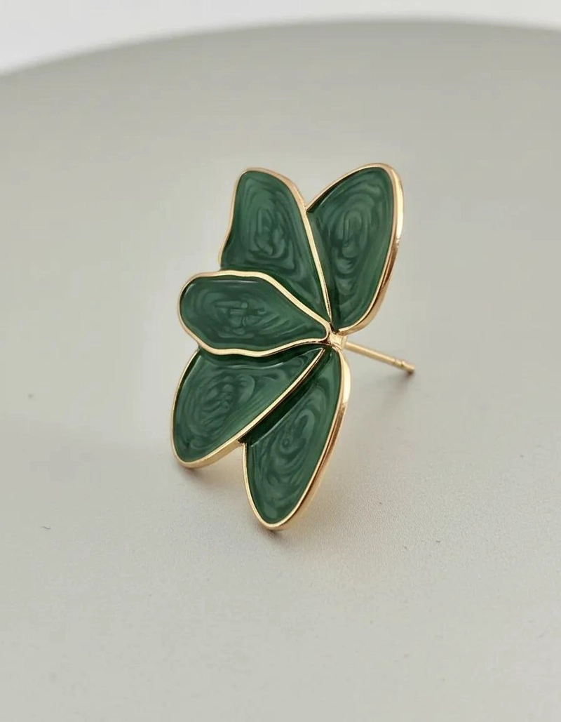 AROS DE ACERO BAÑADOS EN VERDE CON DISEÑO FLORAL ELEGANTE - 3