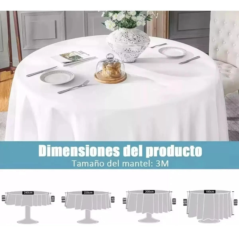 MANTEL REDONDO DE POLIE STER 3 METROS PARA MESAS - 4