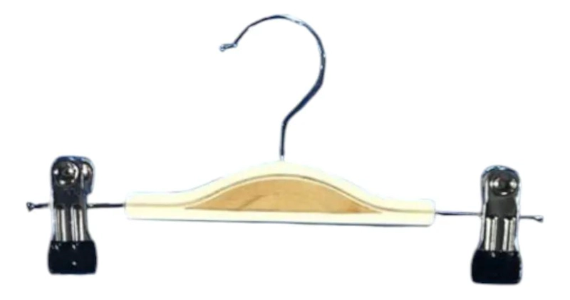 PACK DE 10 COLGADORES DE MADERA CON PINZAS PARA ROPA - 1