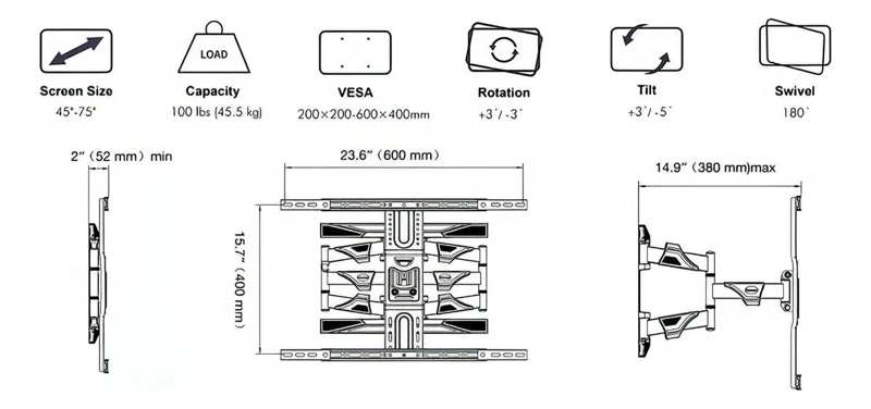 SOPORTE DE PARED PARA TELEVISORES DE 55 A 85 PULGADAS - 8