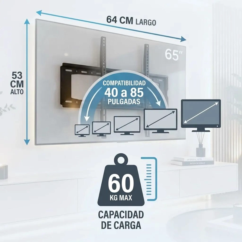 SOPORTE FIJO UNIVERSAL PARA TV DE 40 A 85 PULGADAS - 3