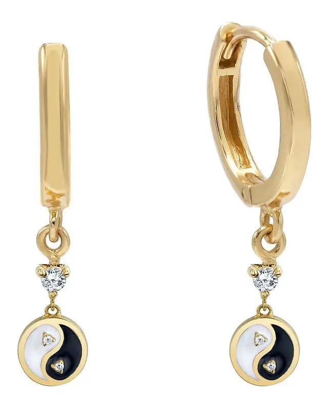AROS ARGOLLAS DORADAS YIN YANG EN PLATA 925 Y ORO 18K - 2