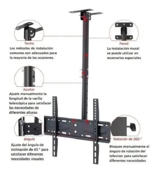 SOPORTE AJUSTABLE PARA TV DE 26 A 60 PULGADAS EN TECHO O PARED - 9