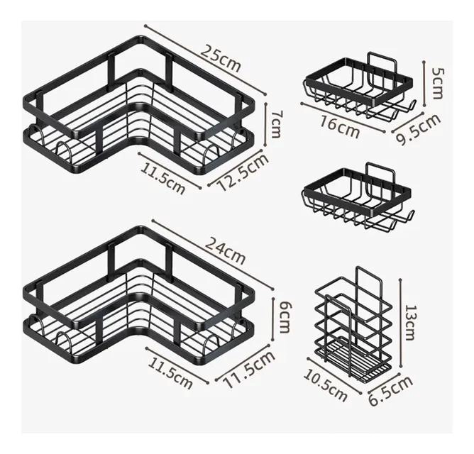 SET DE 5 ORGANIZADORES DE DUCHA ADHESIVOS PARA BAÑO - 2