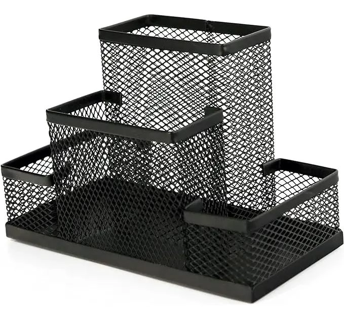 ORGANIZADOR DE ESCRITORIO DE METAL DESMONTABLE CON 4 COMPARTIMENTOS - 2
