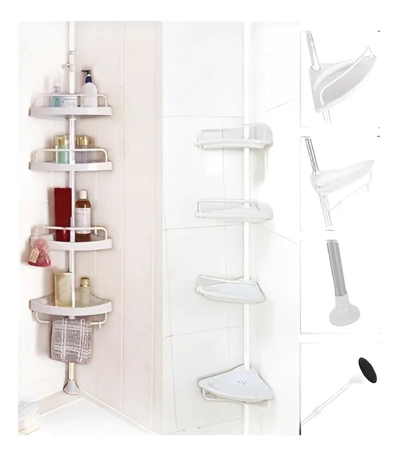 ESQUINERO DE DUCHA AJUSTABLE CON 4 REPISAS PARA BAÑO - 1