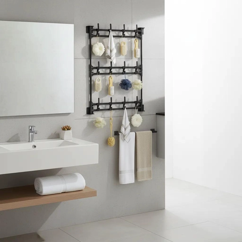 TOALLERO ORGANIZADOR COLGADOR BLANCO PARA BAÑO PRACTICO Y FUNCIONAL - 1