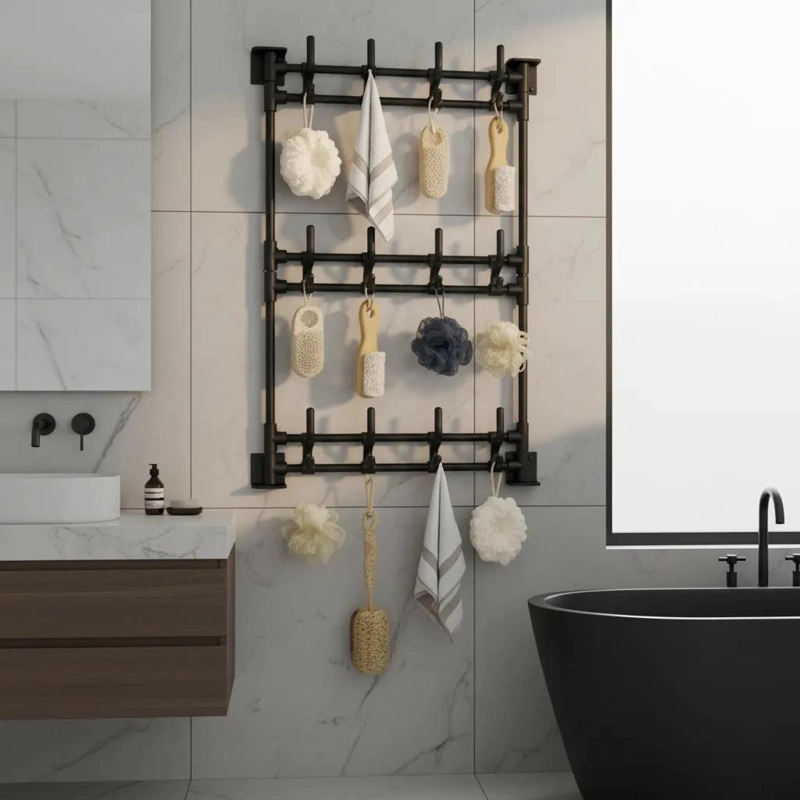 TOALLERO ORGANIZADOR COLGADOR BLANCO PARA BAÑO PRACTICO Y FUNCIONAL - 2