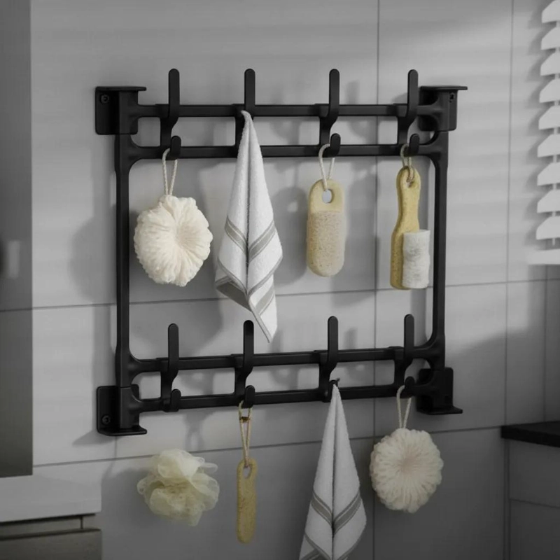 TOALLERO ORGANIZADOR COLGADOR BLANCO PARA BAÑO PRACTICO Y FUNCIONAL - 3