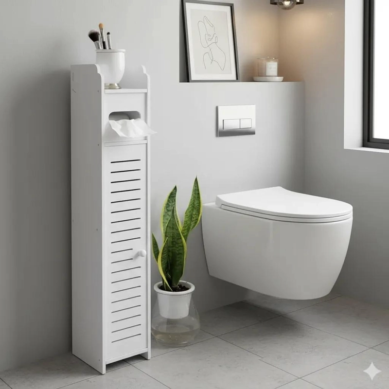 ESTANTE DE BAÑO MINIMALISTA BLANCO CON 3 COMPARTIMIENTOS - 1