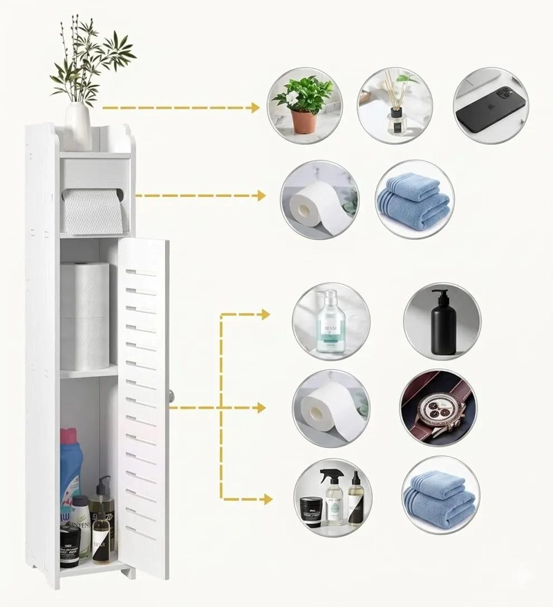 ESTANTE DE BAÑO MINIMALISTA BLANCO CON 3 COMPARTIMIENTOS - 5