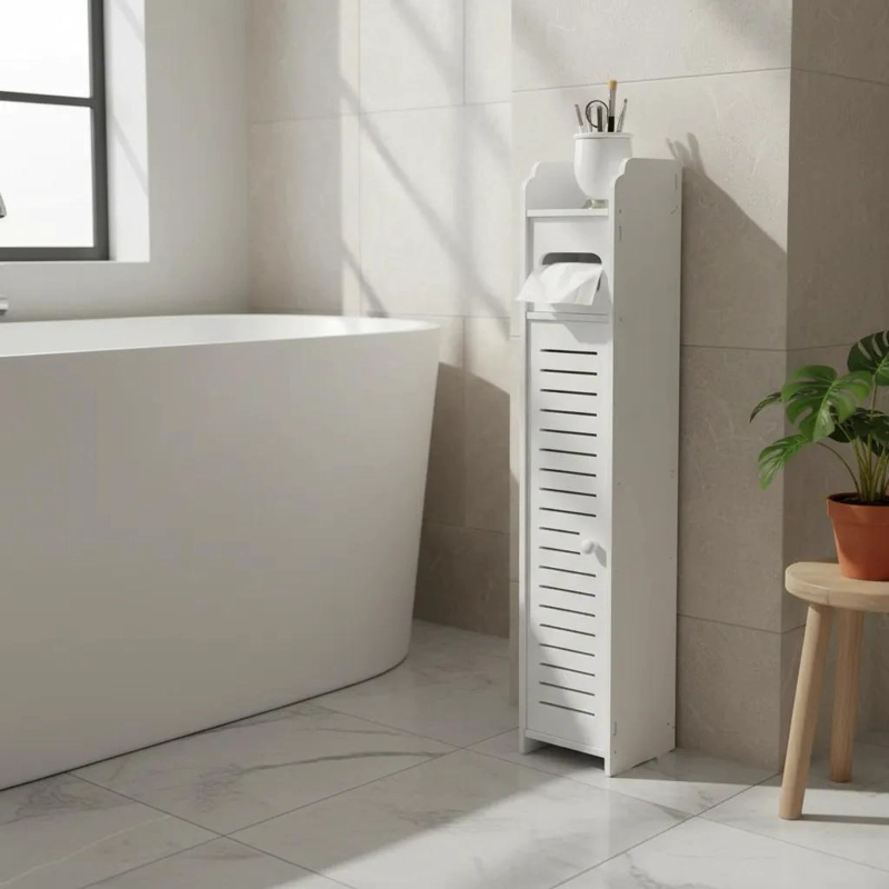 ESTANTE DE BAÑO MINIMALISTA BLANCO CON 3 COMPARTIMIENTOS - 9