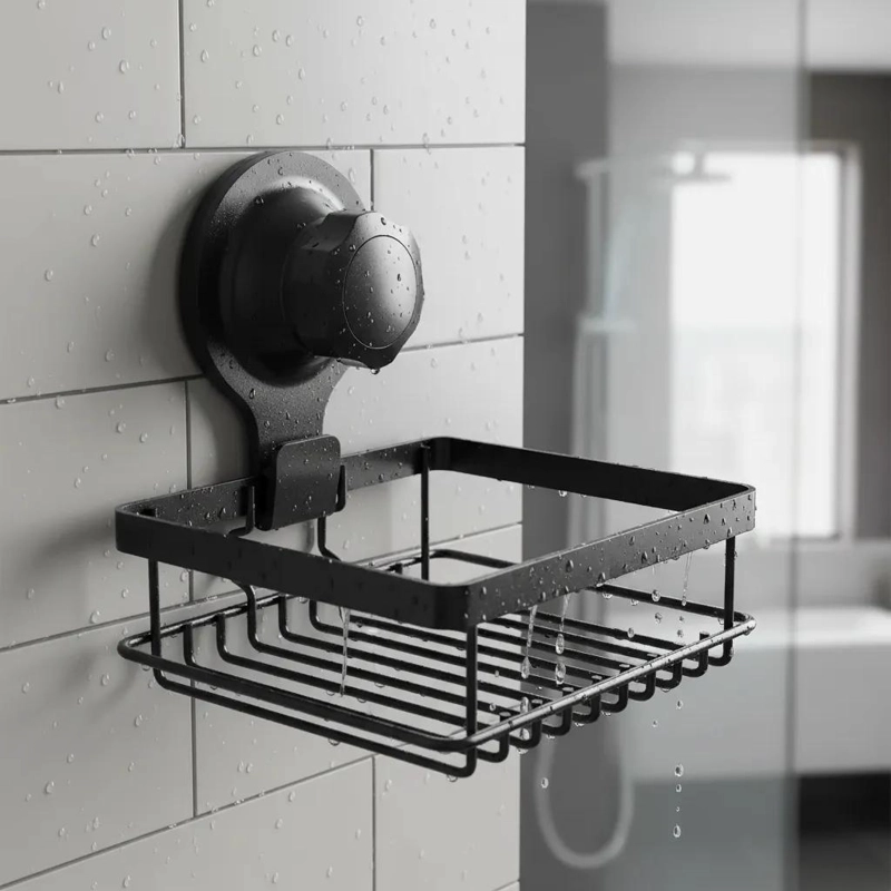 ORGANIZADOR DE DUCHA NEGRO PARA BAÑO COMPACTO Y FUNCIONAL - 6