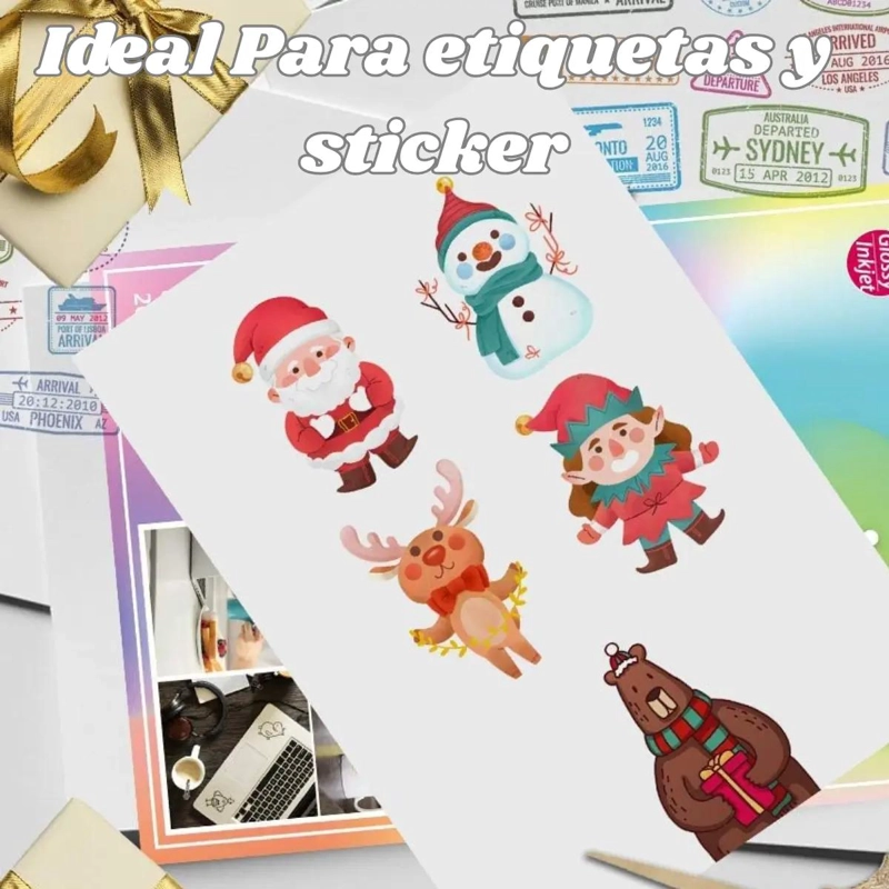 VINILO ADHESIVO IMPRIMIBLE GLOSSY A4 20 HOJAS PARA ETIQUETAS - 1