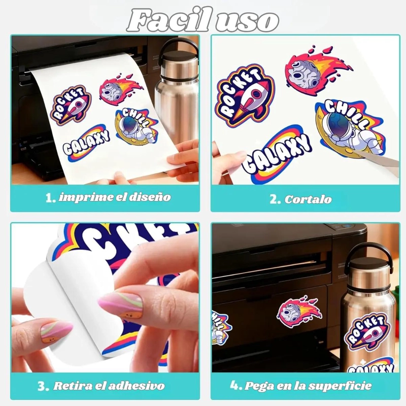 VINILO ADHESIVO IMPRIMIBLE GLOSSY A4 20 HOJAS PARA ETIQUETAS - 4