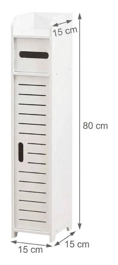 MUEBLE ORGANIZADOR BLANCO CON CAJON Y PUERTA PARA BAÑO - 2