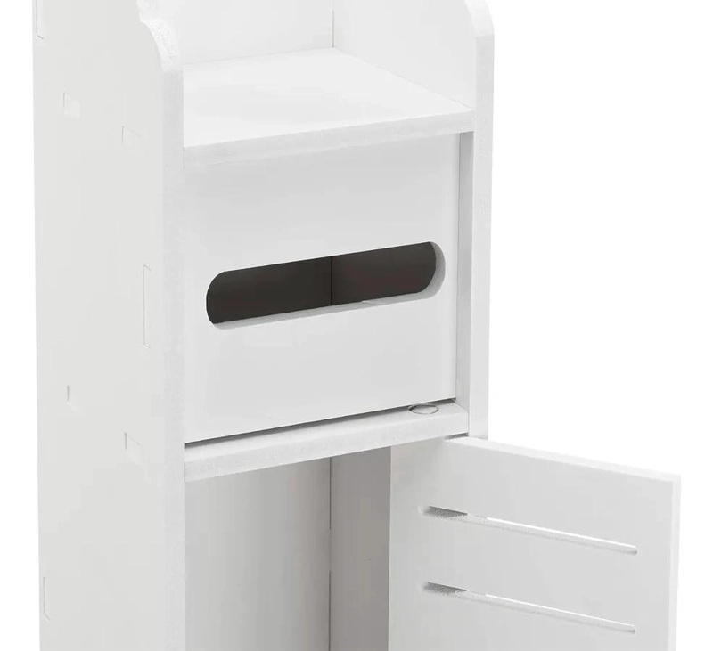 MUEBLE ORGANIZADOR BLANCO CON CAJON Y PUERTA PARA BAÑO - 4