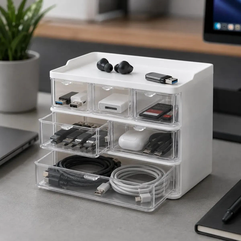 ORGANIZADOR MINI MUEBLE 3X3 PARA ACCESORIOS DE ESCRITORIO - 1