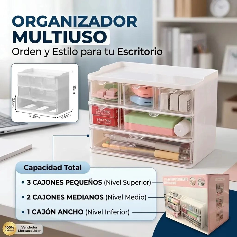 ORGANIZADOR MINI MUEBLE 3X3 PARA ACCESORIOS DE ESCRITORIO - 4
