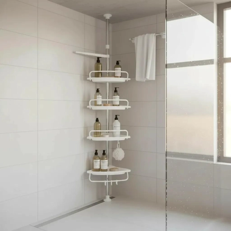 RACK ORGANIZADOR ESQUINERO TELESCOPICO DE BAÑO CON 4 REPISAS - 5