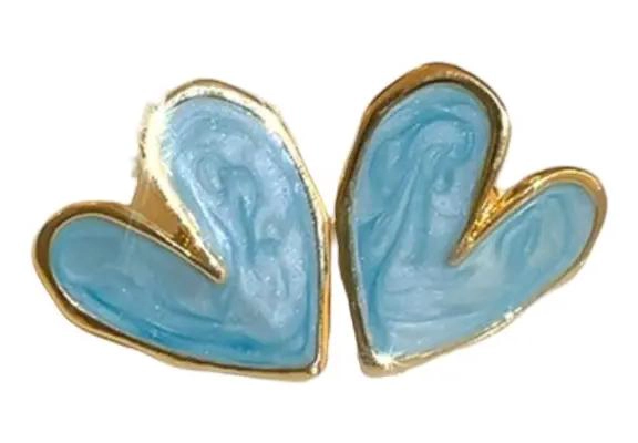 AROS DE ACERO EN FORMA DE CORAZON CON BAÑO DE ORO 18K DURADEROS Y ELEGANTES - 1