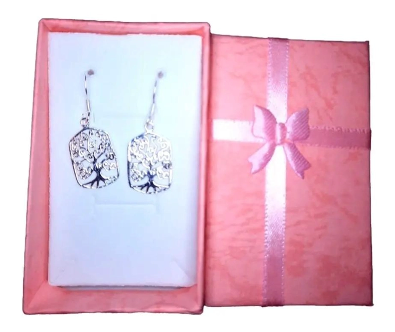 AROS EN PLATA CON DISEÑO DE ARBOL DE LA VIDA - 3