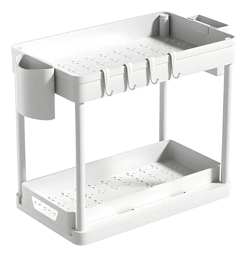 ESTANTE ORGANIZADOR DESLIZANTE DE DOS NIVELES CON CAJON - 2