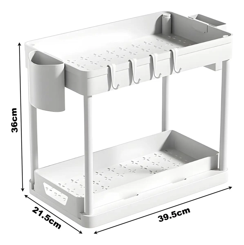ESTANTE ORGANIZADOR DESLIZANTE DE DOS NIVELES CON CAJON - 8