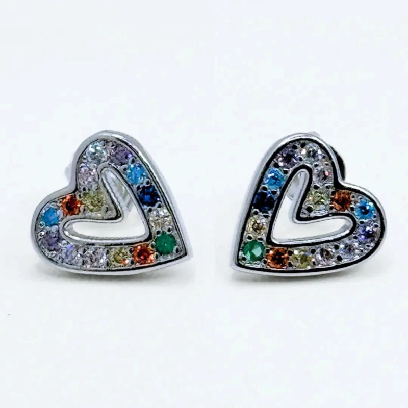 AROS CORAZON PRIDE CON CIRCON MULTICOLOR PARA REGALO ESPECIAL - 3