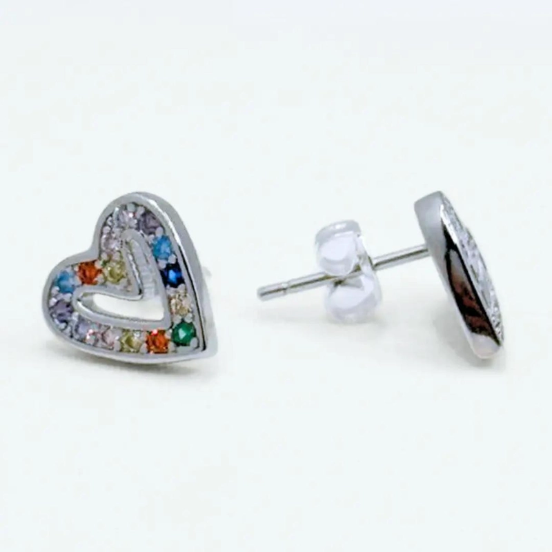 AROS CORAZON PRIDE CON CIRCON MULTICOLOR PARA REGALO ESPECIAL - 4