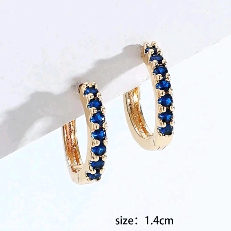 AROS ARGOLLAS MINI CON CIRCONES ROSA Y BAÑO DE ORO 18K PARA MUJER - 4