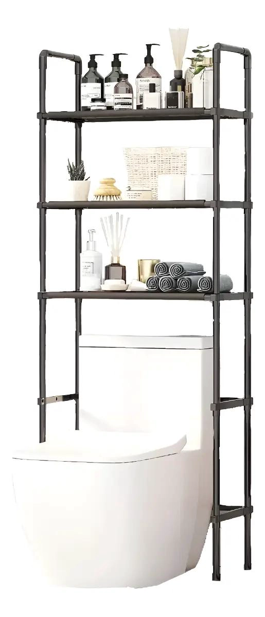 ESTANTE ORGANIZADOR DE BAÑO 3 NIVELES COLOR BLANCO Y NEGRO - 1