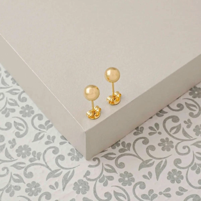 ARETE TOPO BALIN 6MM EN ORO LAMINADO 18K CON CRISTALES - 2