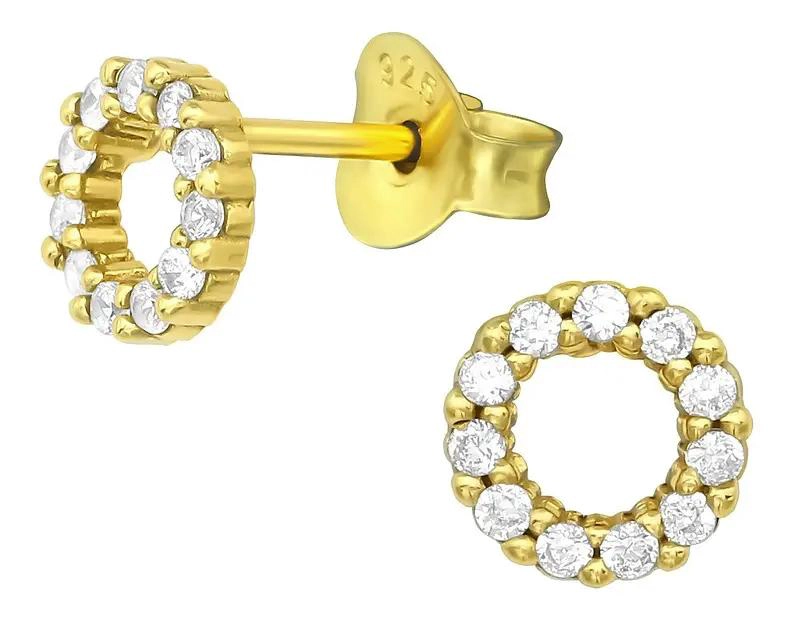 ARETES REDONDOS BRILLANTES EN PLATA 925 CHAPADA ORO - 3