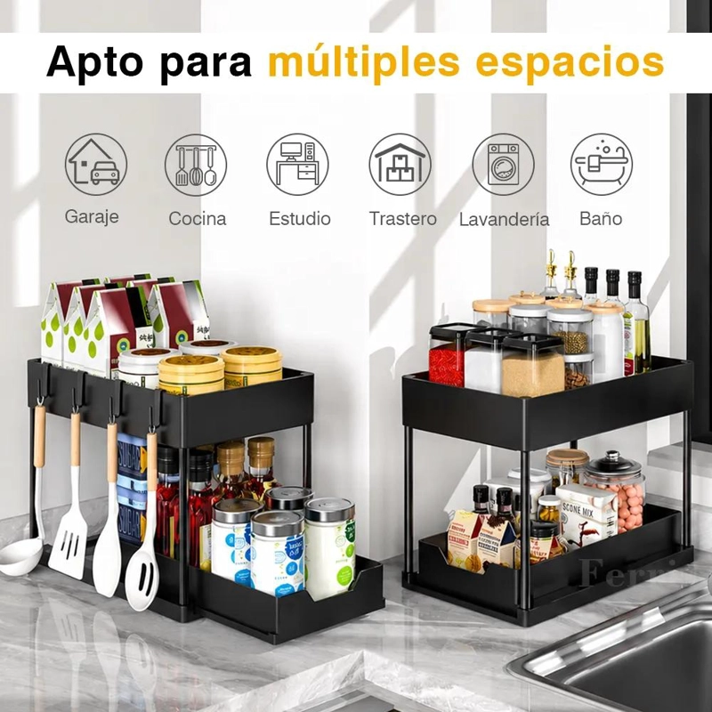 ORGANIZADOR MULTIFUNCIONAL DE 2 NIVELES PARA BAÑO Y COCINA - 6