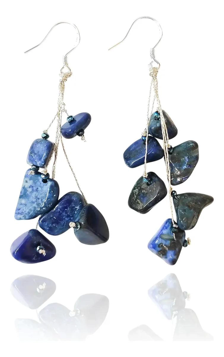 AROS RUSTICOS DE LAPISLAZULI EN PLATA FINA 925 - 1