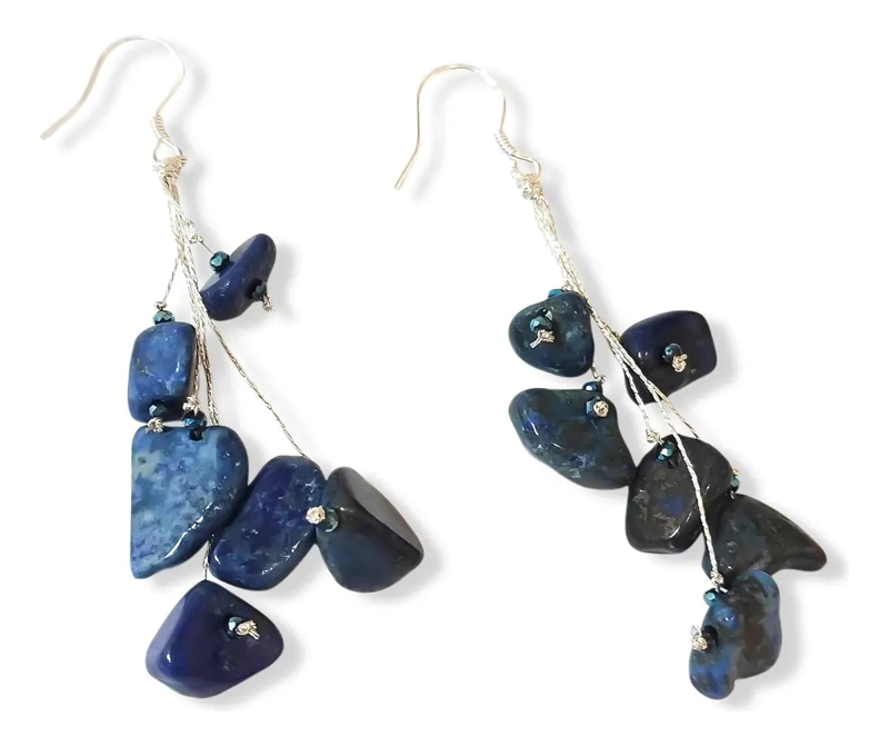 AROS RUSTICOS DE LAPISLAZULI EN PLATA FINA 925 - 2