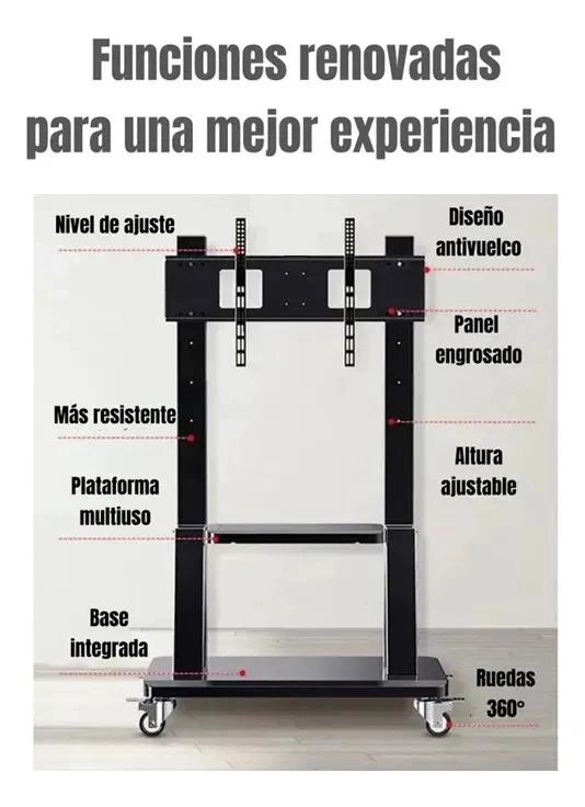 SOPORTE MOVIL PARA TV DE 32 A 65 PULGADAS CON RUEDAS - 8