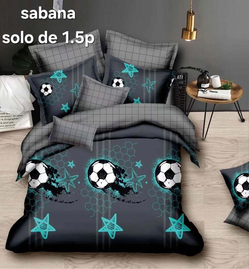 JUEGO DE SABANAS 1.5 PLAZAS CON DISEÑOS MODERNOS Y COLORIDOS - 2