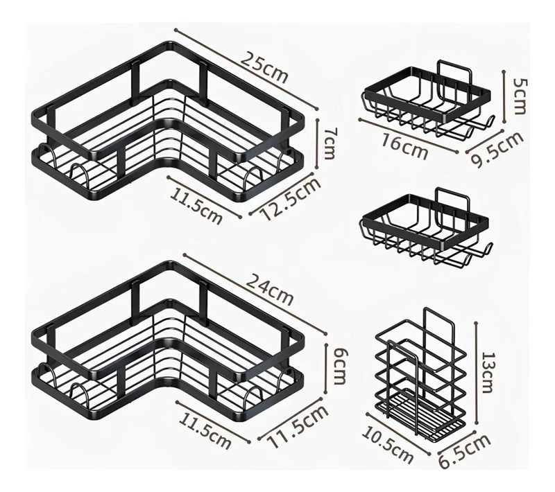 SET DE 5 ESTANTES ORGANIZADORES PARA BAÑO ESQUINERO ADHESIVOS - 3