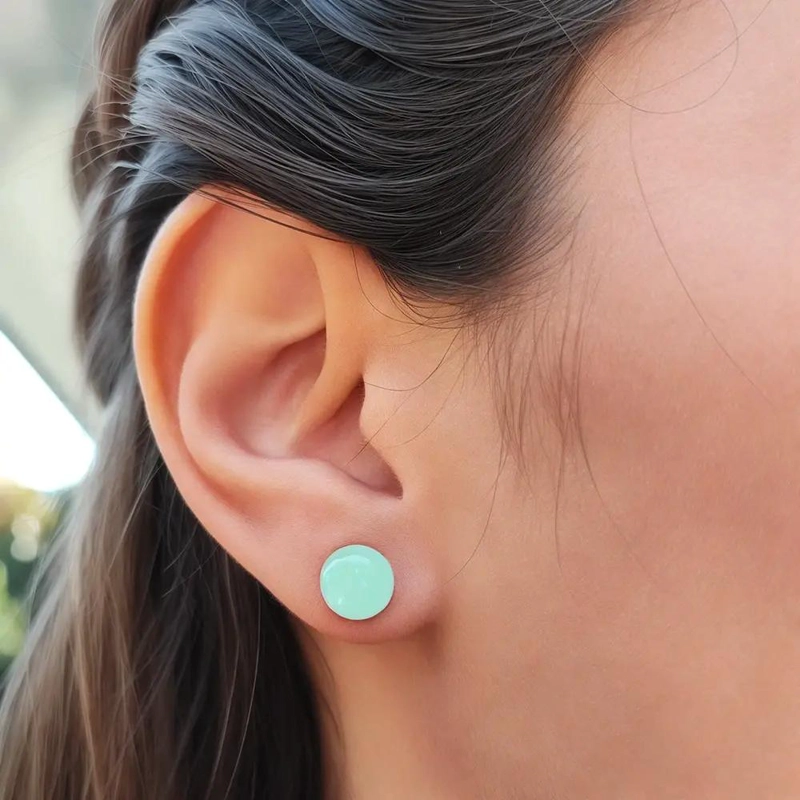 AROS DE PLATA FINA 925 CON CALCEDONIA VERDE DE 9MM - 3