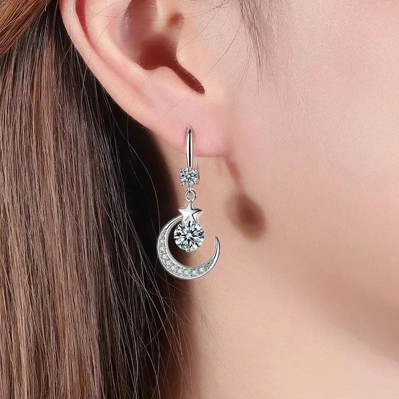 AROS COLGANTES MEDIALUNA ESTRELLA ENCHAPADO PLATA - 5