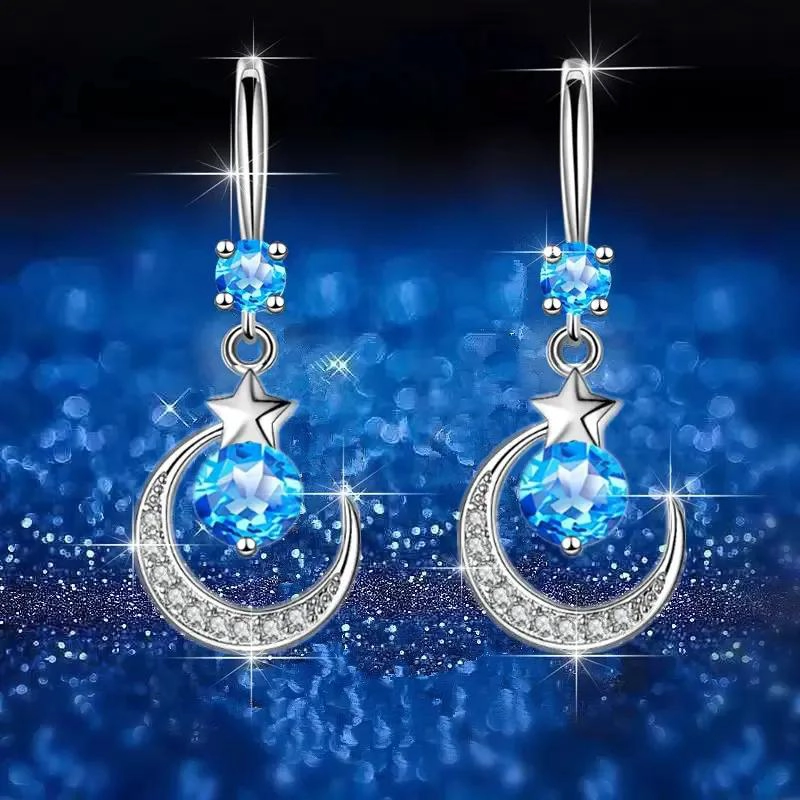 AROS COLGANTES MEDIALUNA ESTRELLA ENCHAPADO PLATA - 6